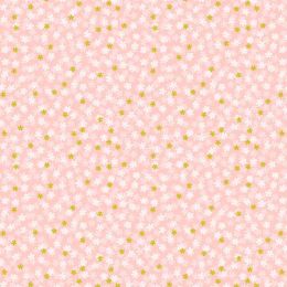 Sakura Lewis & Irene Fabric | Tiny Blossom On Pink - Gold Metallic