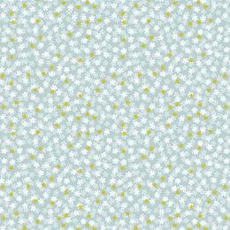 Sakura Lewis & Irene Fabric | Tiny Blossom On Duck Egg - Gold Metallic