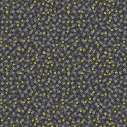 Sakura Lewis & Irene Fabric | Tiny Blossom On Charcoal - Gold Metallic
