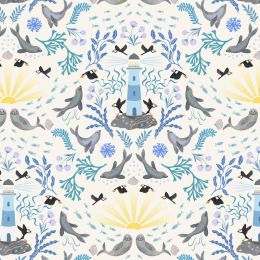 Puffin Rock Lewis & Irene Fabric | Lighthouse Cream