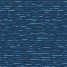 Puffin Rock Lewis & Irene Fabric | Waves Dark Blue