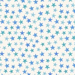 Puffin Rock Lewis & Irene Fabric | Blue Starfish On Cream