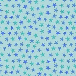 Puffin Rock Lewis & Irene Fabric | Aqua Starfish On Sea Green