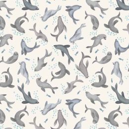 Puffin Rock Lewis & Irene Fabric | Seals Cream