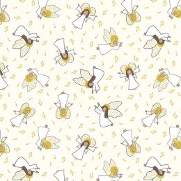 Away In A Manger Lewis & Irene Fabric | Angels Cream Gold Metallic