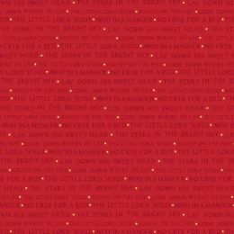 Away In A Manger Lewis & Irene Fabric | Away In A Manger Red Gold Metallic