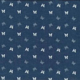 Long Island Printed Denim Fabric | Butterfly Scatter