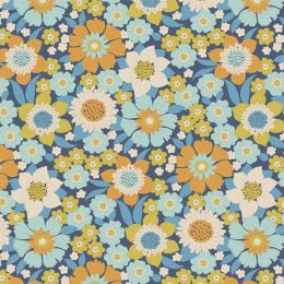 Tilda Wallflower Fabric | Lauren Blue