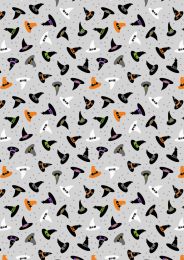 Witchy Woods Lewis & Irene Fabric | Witches Hats Ghostly Grey