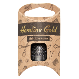 Hemline Gold Premium Metal Thimble - Black, Medium