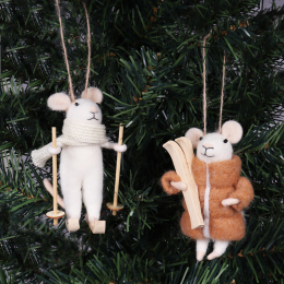 Needle Felting Kit | Winter Sports Mice Duo