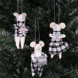 Needle Felting Kit | Mono Tartan Mice Trio