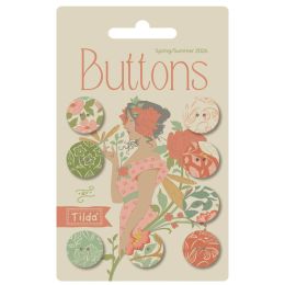 Tilda Songbird Buttons | 16mm - Coral-Green