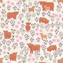 A Celtic Summer Lewis & Irene Fabric | Summer Meadow Highland Cow Cream