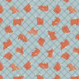 A Celtic Summer Lewis & Irene Fabric | Highland Cow Check Blue
