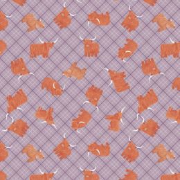 A Celtic Summer Lewis & Irene Fabric | Highland Cow Check Heather