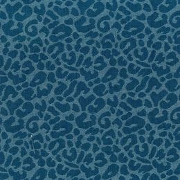 9.5oz Washed Denim Fabric | Textured Animal Print - Mid Blue