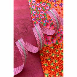 Sassafras Lane Zipper #5, 3 Yards | Pink Stripe Tape, Nickel Teeth