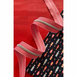 Sassafras Lane Zipper #5, 3 Yards | Red Stripe Tape, Nickel Teeth