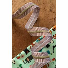 Sassafras Lane Zipper #5, 3 Yards | Earth Stripe Tape, Gold Teeth
