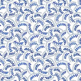 Lewis & Irene Porcelain & Seaglass Fabric by Stuart Hillard | Fronds Cream and Blue