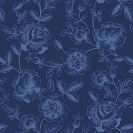 Lewis & Irene Porcelain & Seaglass Fabric by Stuart Hillard | Rose Trail Dark Blue