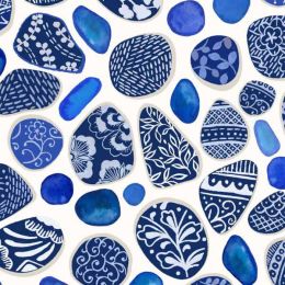 Lewis & Irene Porcelain & Seaglass Fabric by Stuart Hillard | Sea Glass and Pottery Cream