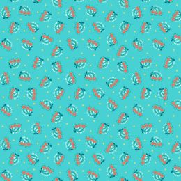 Sambramha Fabric By John Scott | Mini Stems Turquoise