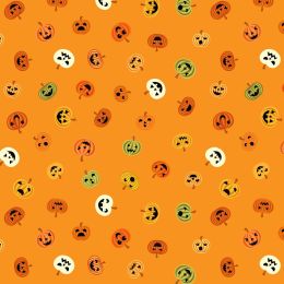 Transylvania Glow Lewis & Irene Fabric | Scattered Jack O Lanterns (Glow)