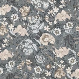 9.5oz comfort Stretch Denim Fabric | Natural Floral