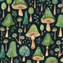 Extra Wide Fabric | Mushroom Black
