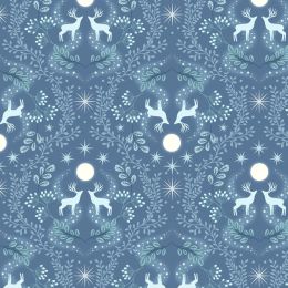 A Winters Moon Lewis & Irene Fabric | Winters Moon Stag Mid Blue