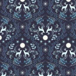 A Winters Moon Lewis & Irene Fabric | Winters Moon Stag Midnight Blue
