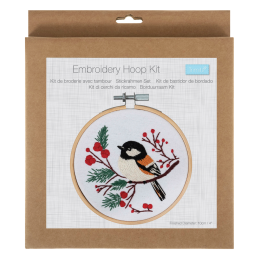Embroidery Hoop Kits - 10cm | Festive Bird