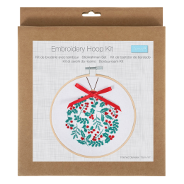 Embroidery Hoop Kits - 15cm | Holly Berry Bauble