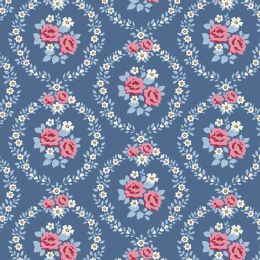 Tilda Village Life Fabric | Mable Blue