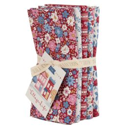 Tilda Village Life Fabric | Fat Quarter Bundle Burgundy