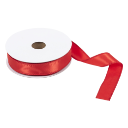 Wire Edged Single Face Satin Ribbon | Red, 25mm x 25m Roll