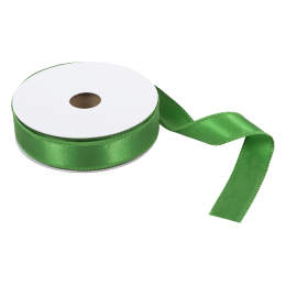 Wire Edged Single Face Satin Ribbon | Bright Green, 25mm x 25m Roll