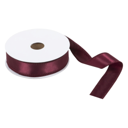 Wire Edged Single Face Satin Ribbon | Burgundy, 25mm x 25m Roll