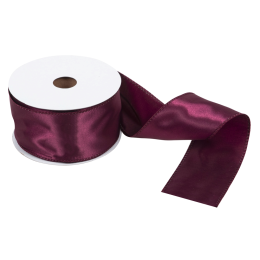 Wire Edged Single Face Satin Ribbon | Burgundy, 63mm x 25m Roll
