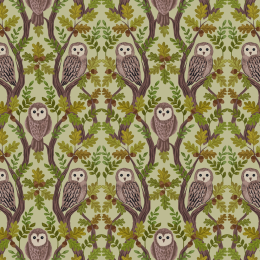 Old Quercus Lewis & Irene Fabric | Wise Owls Green