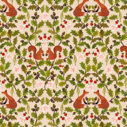 Old Quercus Lewis & Irene Fabric | Fox And Squirrel Dark Cream