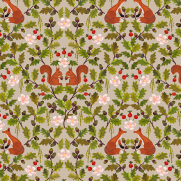 Old Quercus Lewis & Irene Fabric | Fox And Squirrel Dark Stone