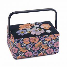Sewing Box (M): Rectangle: Embroidered Lid: Garden Serenade