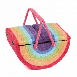 Wicker Sewing Box: Twin Lid: Rainbow