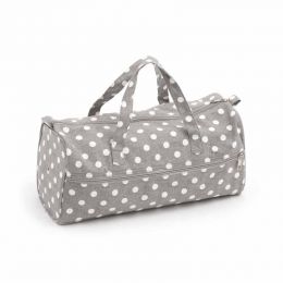 Knitting Bag: Grey Linen Polka Dot