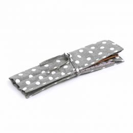 Knitting Pin Wrap: Filled: Grey Linen Polka Dot