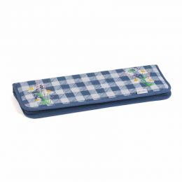 Knitting Pin Case: Hard: Empty: Embroidered: Wild Floral Plaid