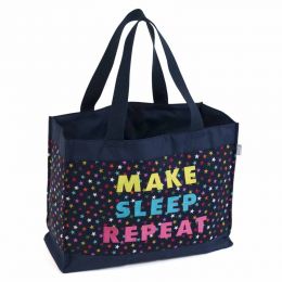 Craft Bag: Shoulder Tote: with Embroidered Slogan: Navy Stars